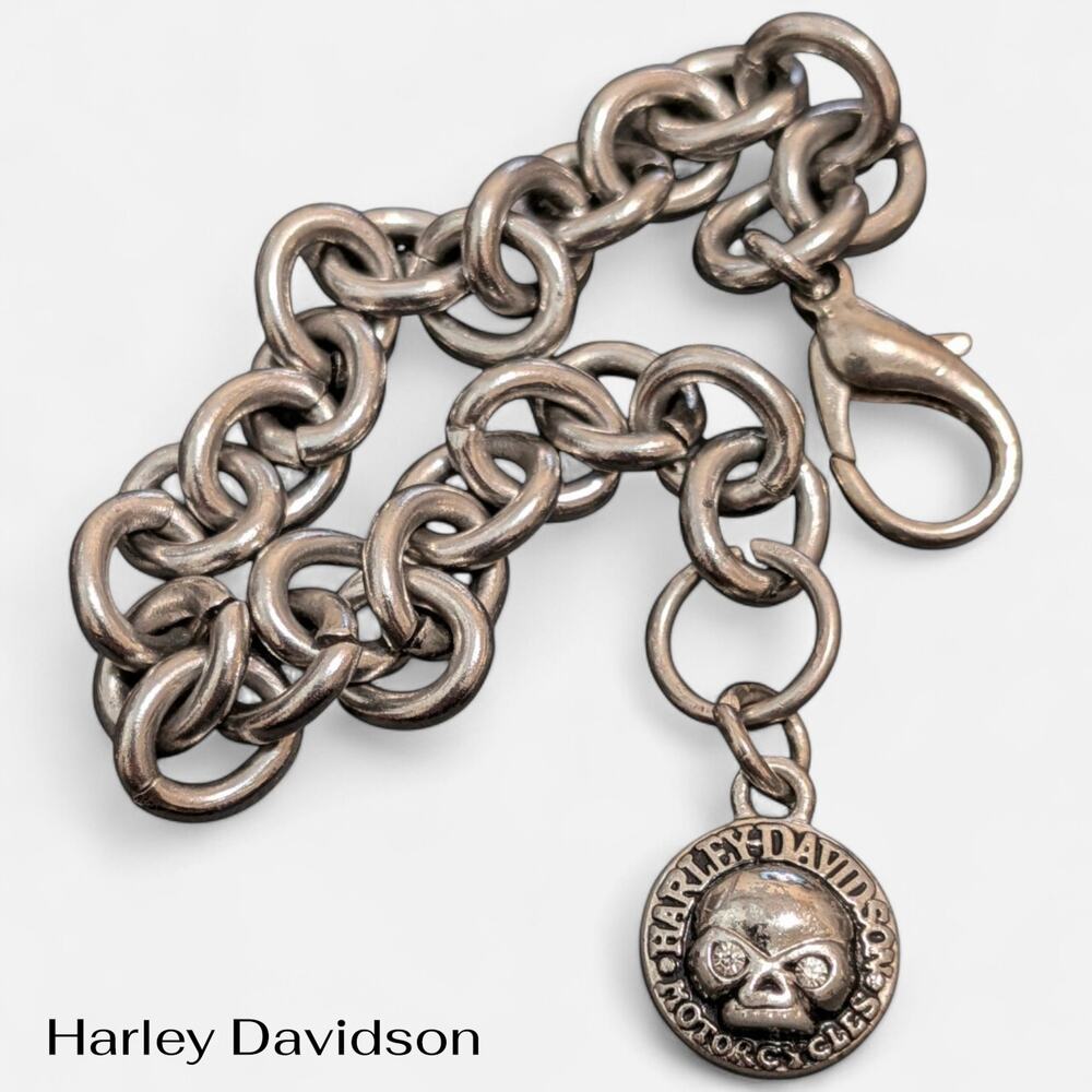 New HARLEY DAVIDSON 3 Chain Barbed Wire & Willie G Skull Wallet Pocket Chain